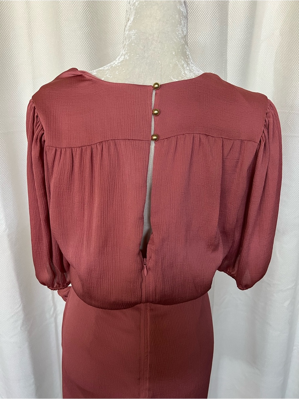 Rust Pink Wrap Ruffle Dress - Picture 5 of 6